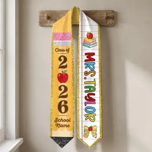 Custom Teachers Graduation Stole Class Of 2026, Teacher Graduation Stole 2026, Teacher Stole, Pencil Stole Graduation, Sash For Teacher