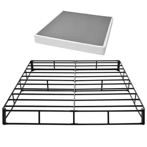 【Summervibes】VEVOR Box Spring, King Size Bed Frame with Washable Fabric Cloth, Heavy Duty Metal Frame for King Bed, 9.1 in Mattress Foundation, 3500 lbs Max Weight Capacity, Easy Assembly, 79.1 x 75.8 x 9.1 in