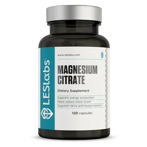 LES LABS Magnesium Citrate Supplement 120 Capsules for Stress Relief Restful Sleep Heart Health Metabolism Nerve Muscle Function Non GMO US Made