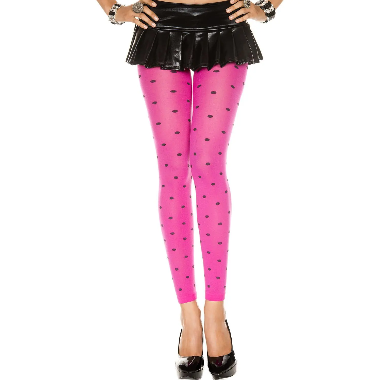 Polka dot opaque leggings.