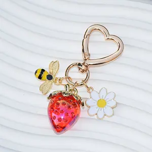 Bee Strawberry Sunflower Keychain Set, Cute Animal Design, Perfect Gift Idea, Available in Multiple Quantities (1/20 Pcs)