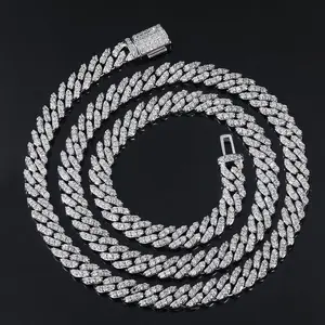 8Mm Men Luxury Zircon CZ Jewelry Women Iced Out Miami Prong Cuban Link Chain Hip Hop Rapper Necklace gldmen'schain