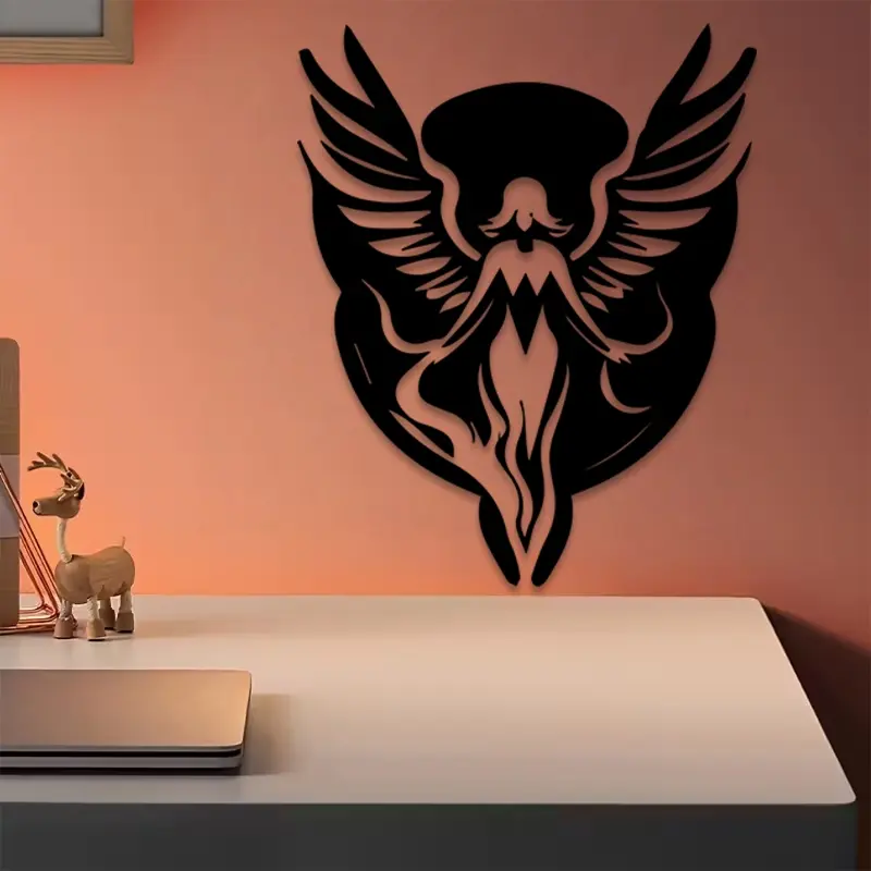 1pc Halloween Angel Metal Wall Art, Halloween Angel Statue Mural, Perfect for Office Wall, Bedroom Wall Decor, Halloween Decor, Ideal Gift for Gothic Lovers, Powder-Coated Metal