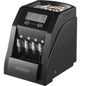 Fathersdaygift VEVOR USD Coin Sorter, Coin Counter Machine for 4 Kinds of USD Coins, Coin Sorter and Wrapper Machine Holds up to 200 Coins, LCD Screen Display Coin Storage Included 4 Coin Tubes and Boxesdealsforyoudays