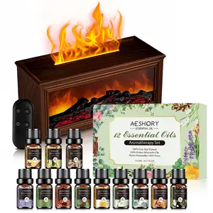 Fireplace Flame Air Diffuser Humidifier,7 Colors Aromatherapy Essential Oil Diffuser,Ultrasonic Aroma Humidifier with Timer for Home,Bedroom,Office,Yoga (Wood, L)