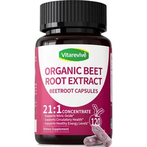 Organic Beet Root Capsules with Beetroot Extract 850mg 21 to 1 Concentrated Beetroot Supplement for Circulation and Nitric Oxide Support 120 Count