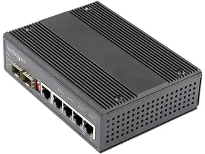 StarTech.com Industrial 6-Port Gigabit Ethernet Switch w/ 4 PoE RJ45 +2 SFP Slots