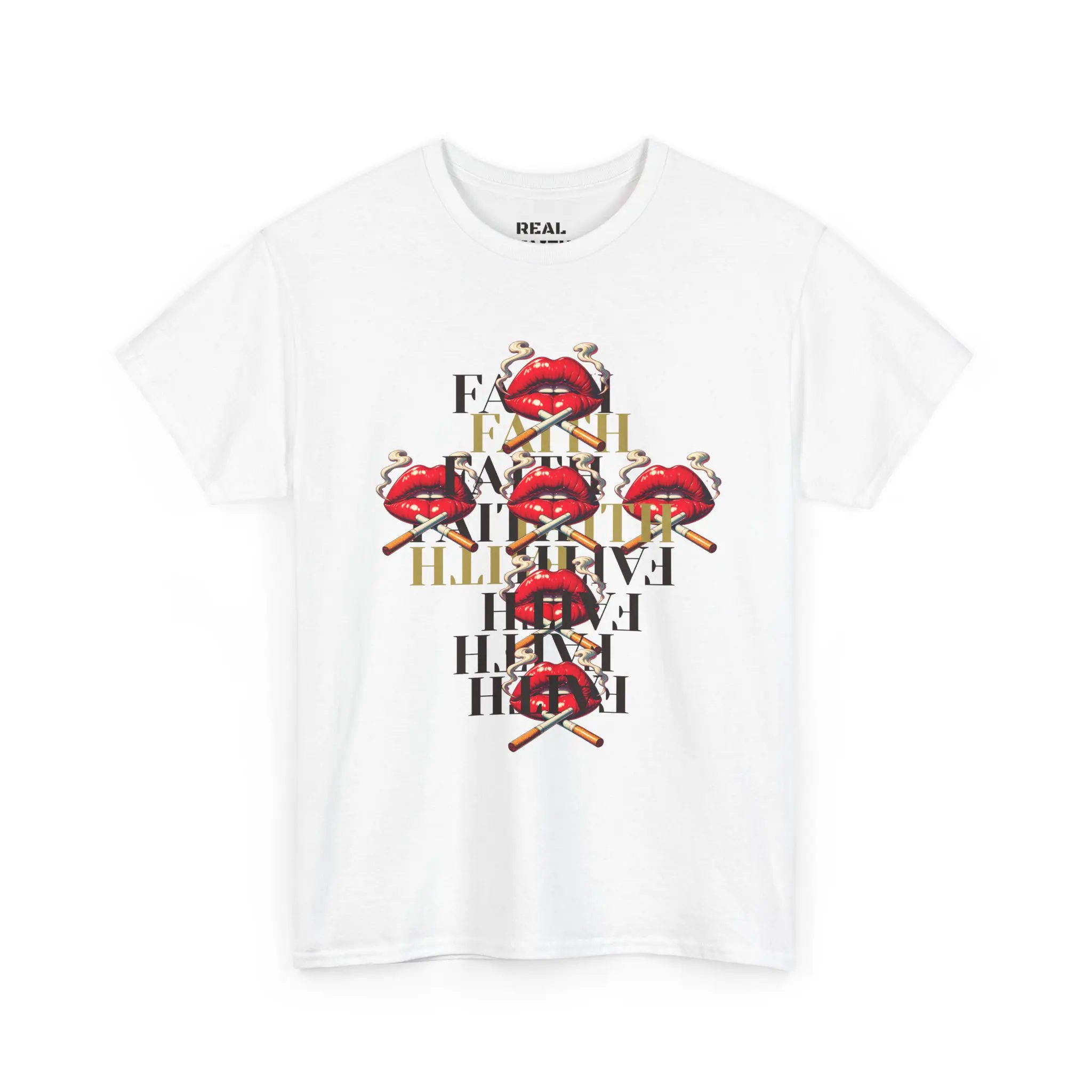 Red Lipstick Shirt Kiss PatternT-Shirt | Lip Print Tee Vintage