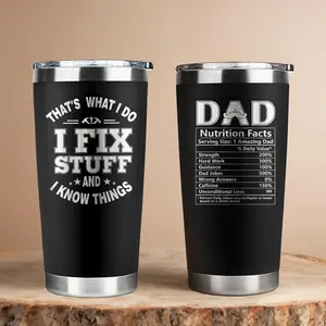 dad tumbler Fathers Day Gifts for Dad, Unique Birthday Gift For Dad from Daughter Son | Daddy Coffee Mug Cup, Happy Holiday Travel Presents, Funny Cool Useful Inspired Tumbler for Men 20oz Black Stainless Steel Tumbler For husband, Best Dad Ever Gifts,