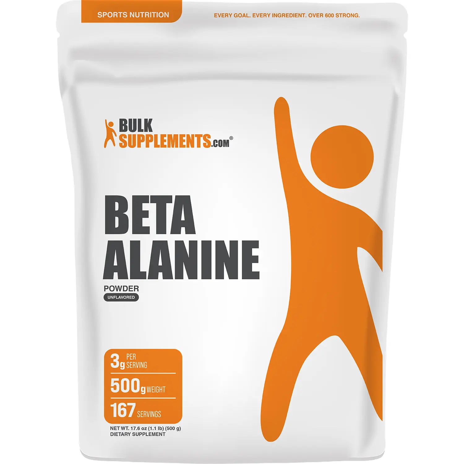 BulkSupplements Beta Alanine Powder - Dietary Supplement - Edible - Muscle Supplements - Fitness - Amino Acids - Workout - 500g - 3g Per Serving