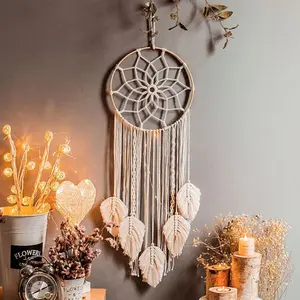 Macrame Dream Catcher Bohemian Leaf Wall Hanging Nordic Decor