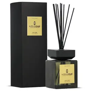INTENSE OUD Reed Diffuser, Oud Rose – 1000ml (35.1 oz) – Fragrance for Up to 90 Days – Reusable, Refillable Glass Holder, Includes 6 All-Natural Reed Sticks