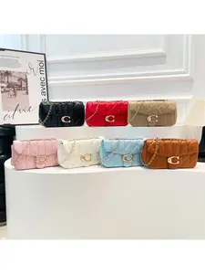 New Women's High-End Embroidered Plaid Chain Bag, Fashionable Crossbody Shoulder Bag, Detachable Leather Strap, Ideal for Dates and Parties