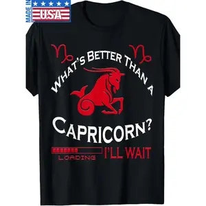 100% Made in USA Capricorn Graphic T-Shirt – "What's Better Than a Capricorn?" Retro Design, 180g Cotton, Short Sleeve, Round Neck, Casual & Outdoor Wear for Men, Outdoor Tshirt | Retro Graphic Tee | Durable Print Top, Capricorn T