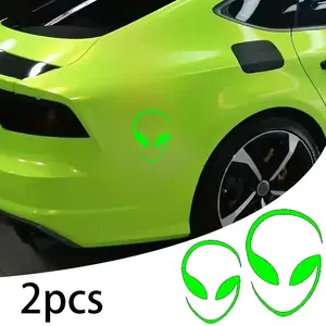 2pcs Cool Alien Stickers, Car Bumper Stickers, Vinyl Waterproof Stickers, Car Truck Stickers, Computer Stickers, Tablet Stickers, Cup Stickers, Luggage Stickers