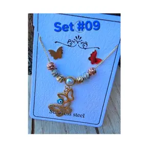 Stainless steel set necklace pendant