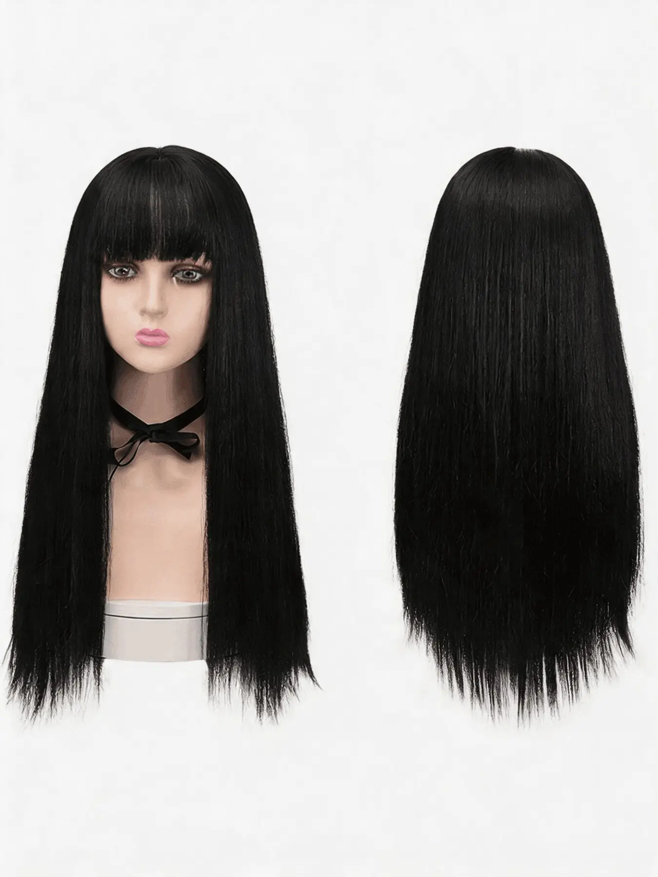 30 Inch Long Straight Wigs for Women, Gorgeous Fluffy Wigs with Bangs, Synthetic Full Machine Wigs for Party, Daily Use, Fashion Wig, Straight Hair Wig, Artificial Wig