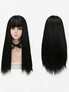 30 Inch Long Straight Wigs for Women, Gorgeous Fluffy Wigs with Bangs, Synthetic Full Machine Wigs for Party, Daily Use, Fashion Wig, Straight Hair Wig
