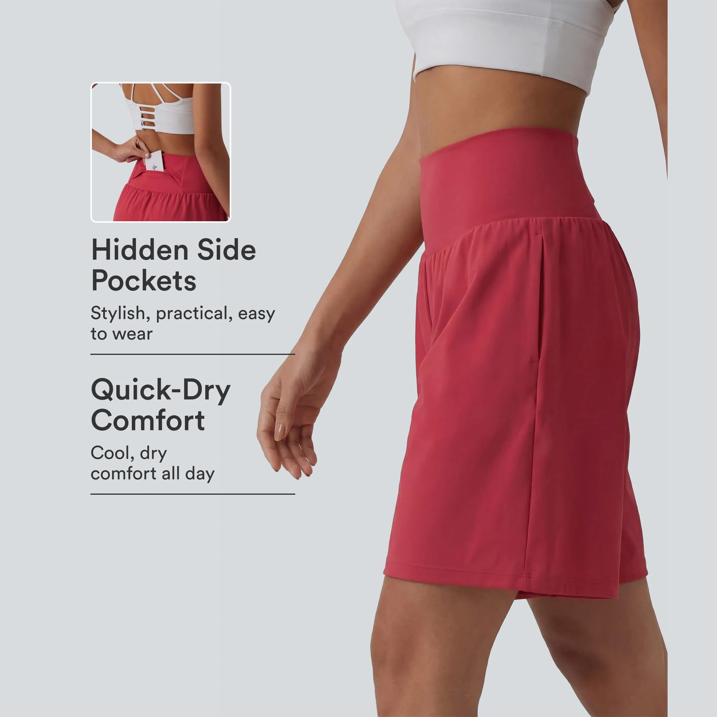 Halara SoftlyZero™ Airy Super High Waisted 2-in-1 InstantCool Yoga Shorts 9" with Pockets