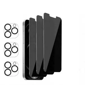 [ 3+3 ] 3pcs Mobile Privacy Screen Protectors+3pcs Camera Screen Lens Protectors, Protect Privacy, Ultra Clear, Suitable Compatible With Iphone 12/13/14/15/16/16e/Pro/Pro Max Series Screen Protection Essentials