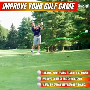 Golf practice equipment, which can be used in the backyard to practice swings with real golf balls. Rope-style swing trainer, an excellent gift for men, women, children and golfers.