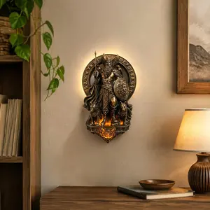 Resin Nordic Mythology Wall Hanging Night Light - Odin, Father of the Gods / Hecate, the Triple Goddess Retro Illuminated Wall Decor