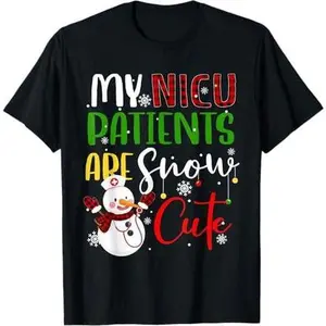 NICU Nurse Cute Snow Funny Christmas Pajamas Buffalo Plaid T-Shirt