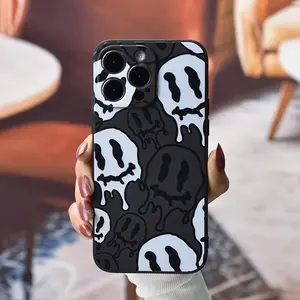 Twisted Smile Face Pattern TPU Cellphone Case - Shockproof, Lightweight Protection for iPhone 11/12/13/14/15/16/17 Pro, ProMax, Air, Plus - Decorative Mobile Devices Accessory