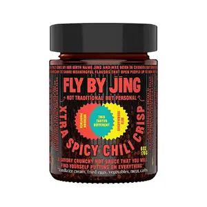 FLYBYJING Xtra Spicy Chili Crisp, Hot Savory Tingly Crunchy Chili Oil Sauce w Sichuan Pepper, Good on Everything Hot Sauce, All-Natural and Vegan, Made with Extra Hot Chilis, 6oz (Pack of 1)