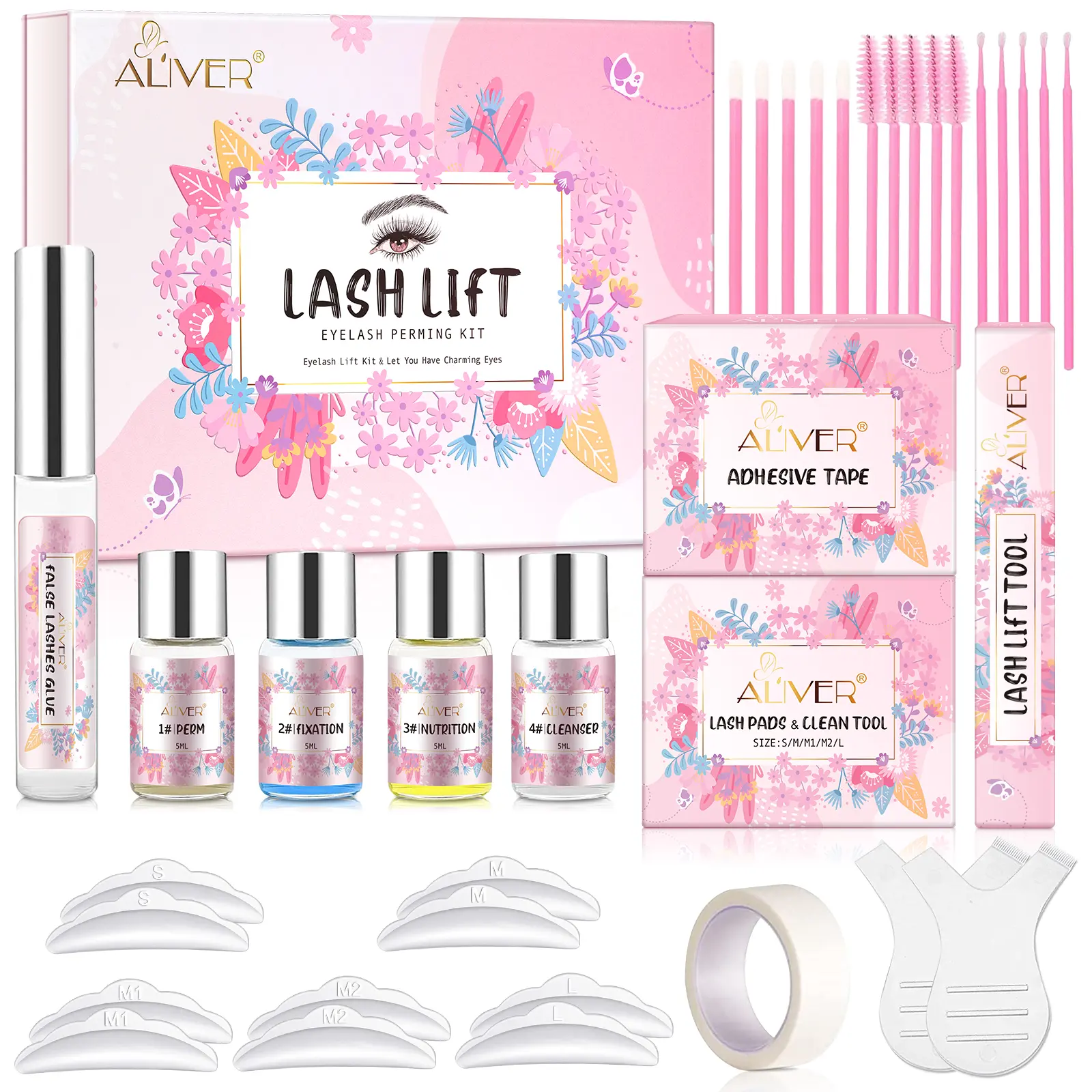 Aliver Lash Lift Kit, Eyelash Extension Kit Long Lasting Wave Lash Curling for Home or Salon Use, Semi-Permanent Curling Eyelash Perm Kit