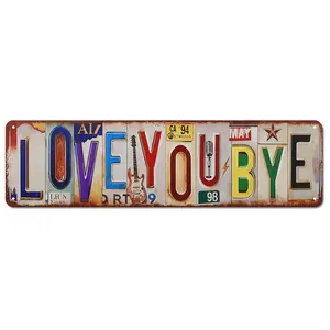 Love You Bye Signs 16 x 4 Inch Aluminum Home Bar Hallway Entryway Door Wall Art Housewarming Gifts to Express Warm for Your Family