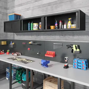 Metal Wall Cabinet Tool Cabinet, Garage Wall Cabinet with Roller Shutter Door, 31.5 Inch W Wall Mounted Metal Storage Cabinet for Kitchen, Garage, Basement, Warehouse. Assembled-31.5" W*12.6D*13.8H(Black)