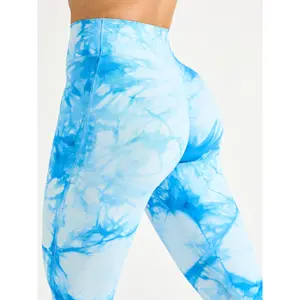 Aggressive Scrunch Flare Legging - Blue Bubbles Tie Dye