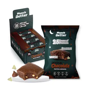 Munch Better Death by Chocolate Brownies 8 Pack High Protein 25g Gluten Free Vegan Snack Cake Dessert with Collagen