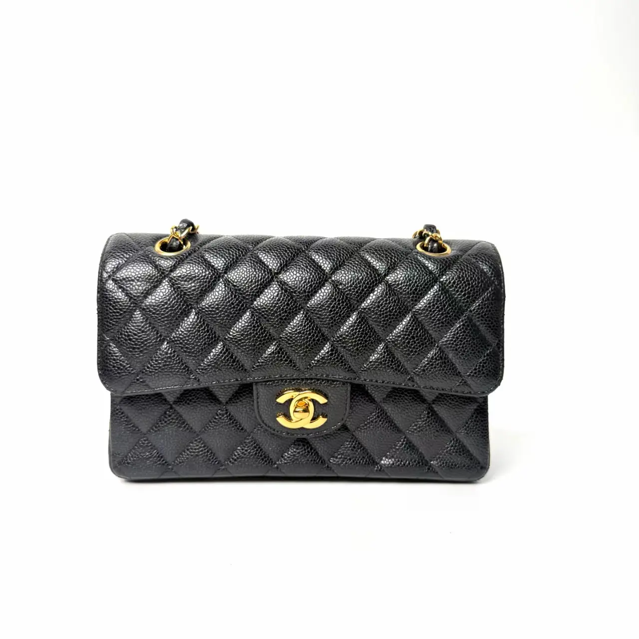Pre-owned CHANEL Classic Flap Caviar Leather Black Gold Hardware Small 2023 with Microchip N24456608