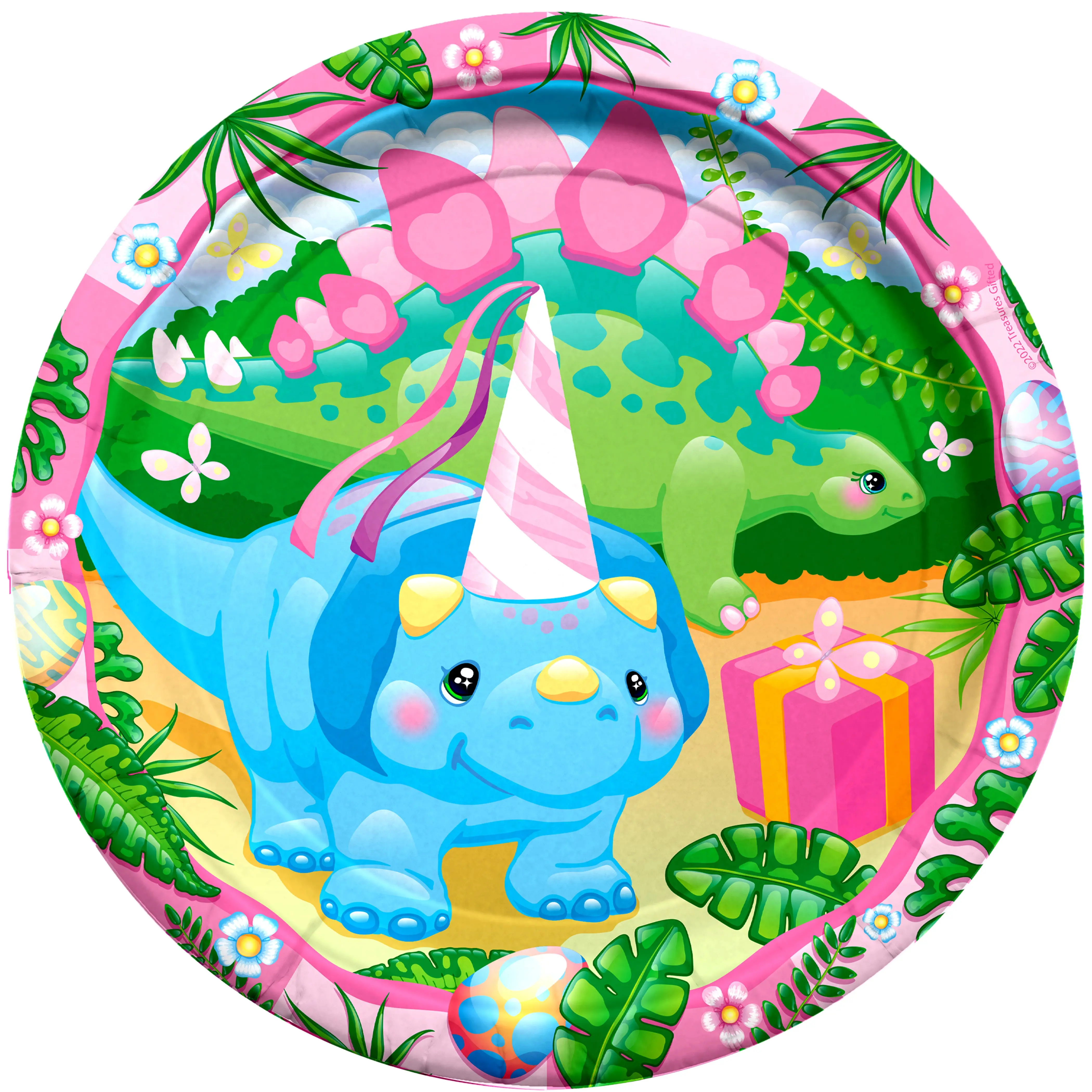 Girl Dinosaur Plates 7in - Girl Dinosaur Party Supplies