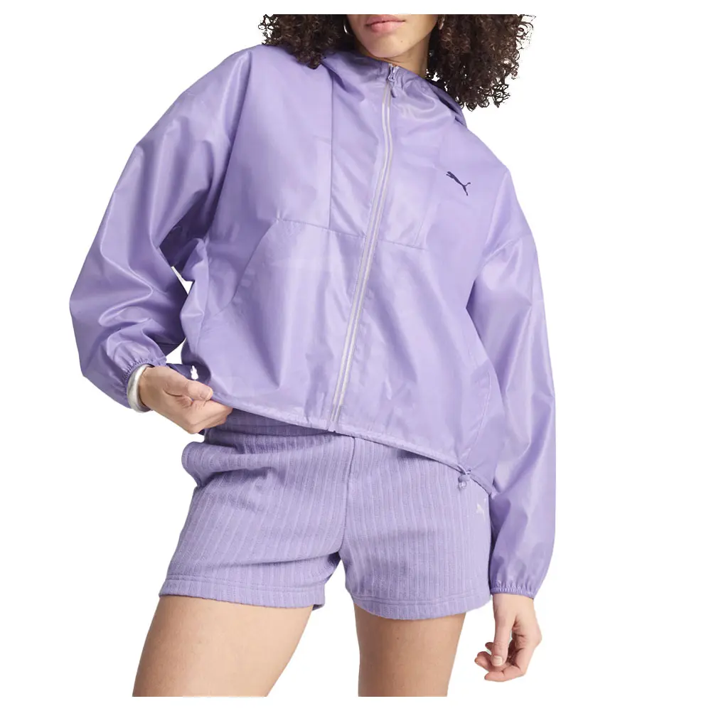 PUMA Womens Wardrobe Essentials Oversized Wind Jacket Athletic Outerwear Casual - Purple