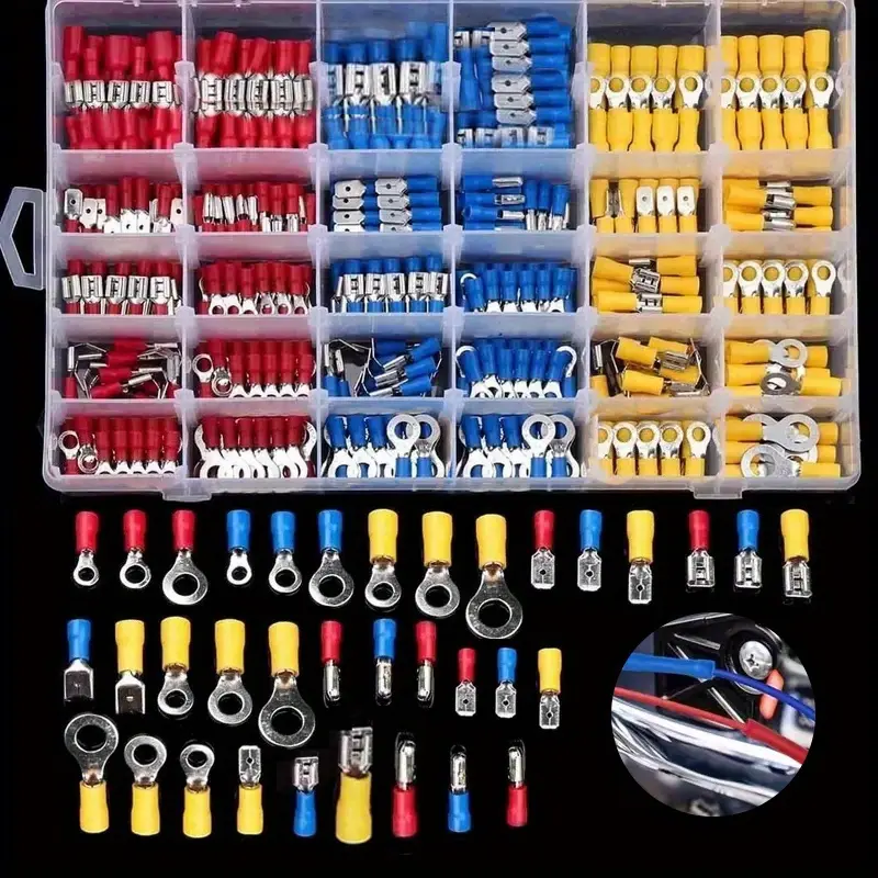 280pcs Electrical Insulated Electrical Wire Crimp Connector Kit Wire Crimp Connector Ring Fork Spade Butt Connector Assortment Kit Male/Female Wire Cable Crimp Terminals Organized Storage Reliable Durable Wiring Connectors Kit Wire Splice Connectors