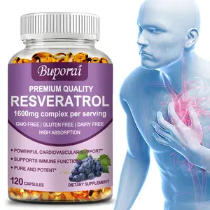 Buporai 120 Soft Capsules, a blend of organic extracts, trans-resveratrol nutritional supplement.