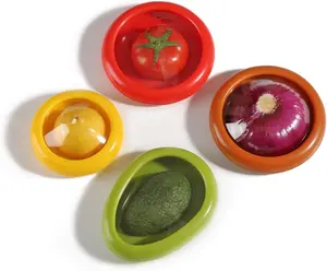 Fruit Vegetable Shaped Savers Storage Box - 4 Pieces Reusable Storage Set for Food Organization