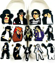 14-Piece Michael Jackson Cartoon Charms Set, Perfect for Shoes, Wristbands, Bags, PVC Material, Ideal Gift for Birthdays, Christmas, Valentine's Day