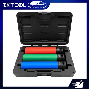 ZKTOOL 3PC 150MM Extra long Drive Impact Lug Nut Socket Set, Wheel Protector Impact Socket Set, 1/2 inch Drive Lug Nut Socket, CR-MO, 17/19/21 mm.