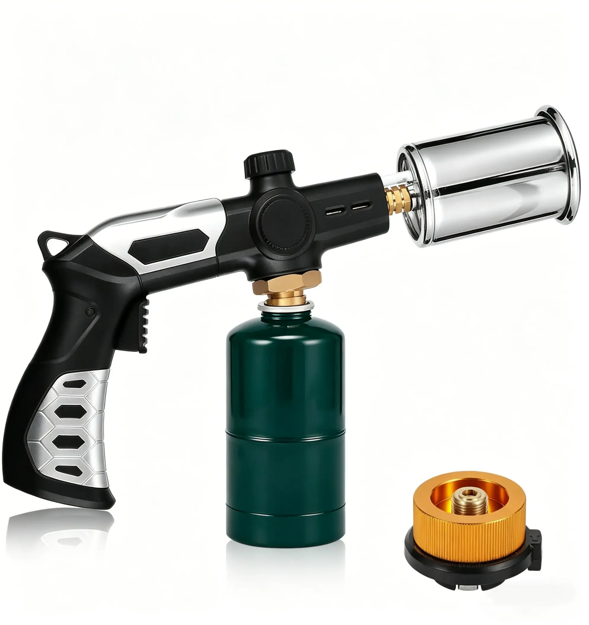 Portable Intense-Heat Handheld Propane Torch - Adjustable Flame Size, Safety Lock, Powerful Performance, Handheld Torch Cooking Utensils for Grill Lovers, Weddings, Birthdays (Propane Tank Not Included)