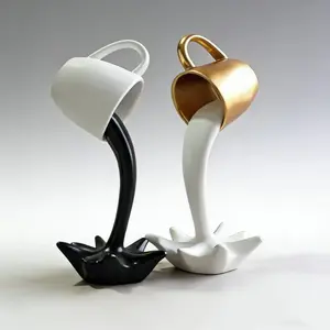 Collectible Figurines Set of 2 & Resin Coffee Cups, Unique Mug Ornaments for Home Decoration, Perfect Gift Idea