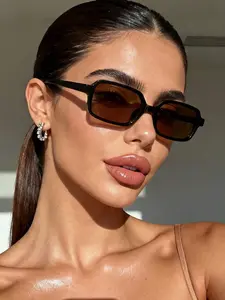 Women's Square Small Frame Fashionable Sunglasses, Casual Versatile Design, Geometric Pattern, Elegant and Stylish, Perfect for Daily Wear