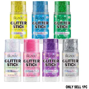 Ikzee Glitter Stick, Body Glitter Gel for Face and Hair, Shimmering Body Glitter, Chameleon Effect, Large Particles, Mermaid Glitter, Festival Party Accessory, Shimmer Makeup, Cosmetic, Glowing Glitter