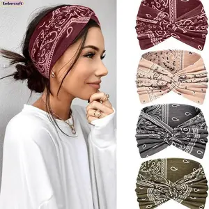 Women's Trendy Printed Cross-Pattern Yoga Headbands, Lightweight Breathable Stretchable Hair Accessories for Workout, Daily Wear
