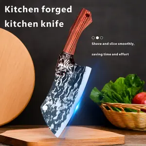 Kitchen Meat Cleaver Knife withSheath, HeavyDuty Hand Forged Butcher KnifeSharpKitchenChef Knife for Camping OutdoorRestaurant HomeTiger Style butcher knife set Blade Nakiri Stainless Steel Meatcleaverset Kitchenware