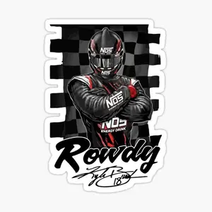 Rowdy Busch 18 Racing Sticker, NOS Energy Motorsports Decal, Checkered Flag NASCAR Style Fan Sticker