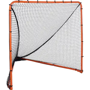 【Summervibes】VEVOR Lacrosse Goal, 6' x 6' Lacrosse Net, Folding Portable Backyard Lacrosse Training Equipment, Steel Frame Training Net, Quick & Easy Setup Lacrosse Goal, Perfect for Youth Adult Training, Orange